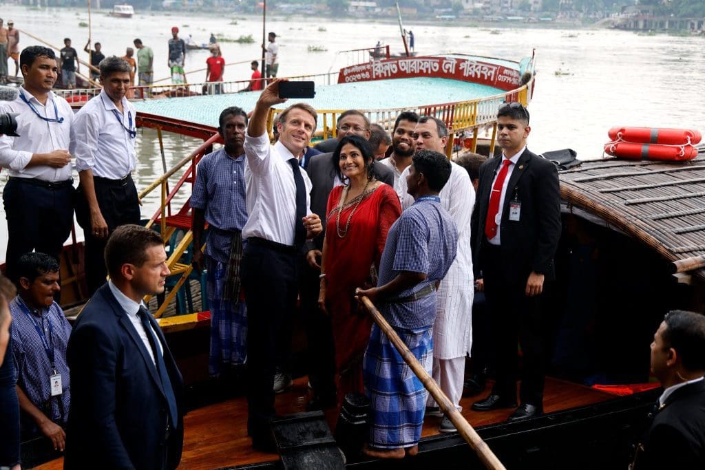 Emmanuel Macron visits the Turag river with policymakers and environmentalists