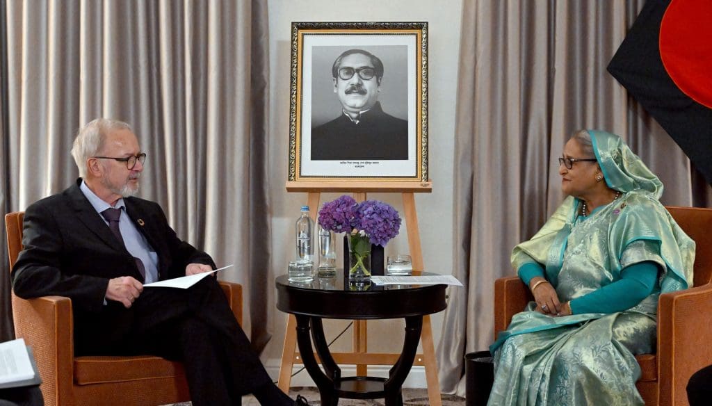 President of the European Investment Bank (EIB) Dr. Werner Hoyer met Prime Minister Sheikh Hasina at her residence in Brussels on 25th October, 2023