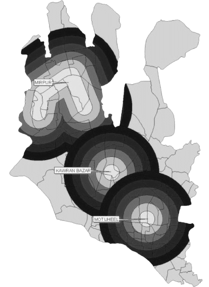 Population Heatmap of Three CBDs