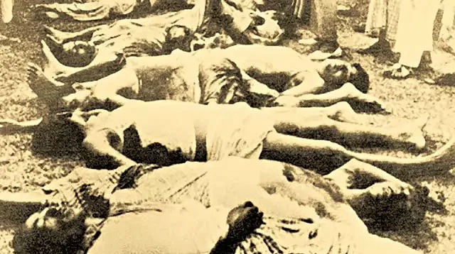 Corpses of students in Sergent Johurul Haque Hall (Then Iqbal Hall) of the University of Dhaka on 27th of March