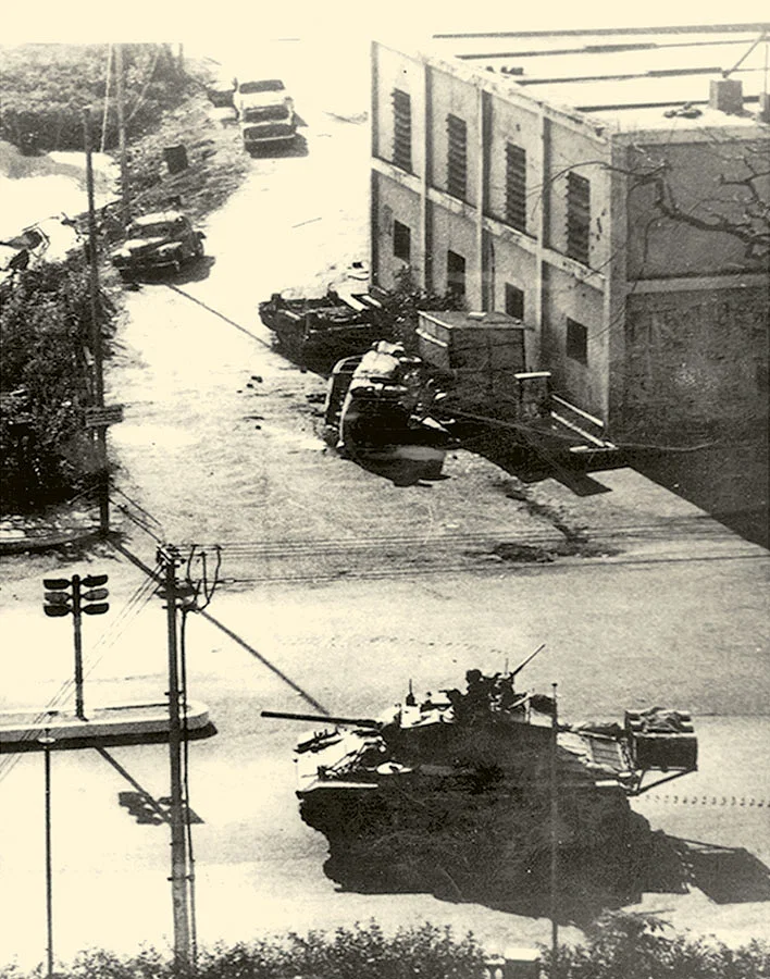 Tanks of Pakistan Army in Dhaka on 25th March, captured from Hotel Intercontinental